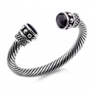 Rhodium Black Cats Eye Cable bracelets