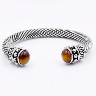 Rhodium Tiger Eye Cable Bracelets