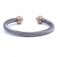 Two-Tone Plated with Crystal Cable Cuff bracelets