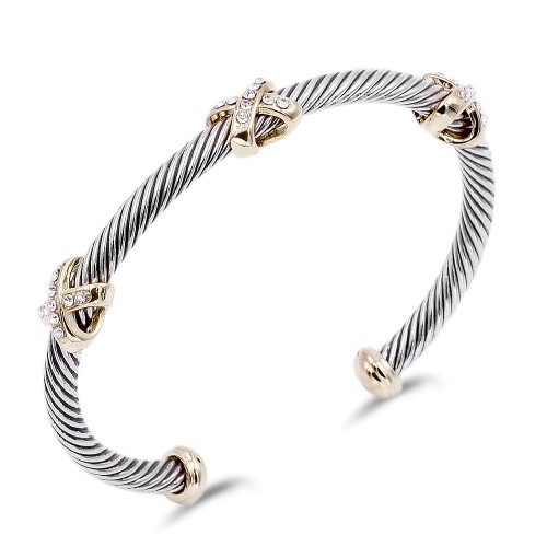 Fashion Little X with Crystal 2-Tone Cable Bracelet