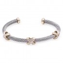 Fashion Little X with Crystal 2-Tone Cable Bracelet