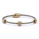 2-Tones Plated with Crystal Cable Bracelets