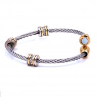 2-Tones Plated with Crystal Cable Bracelets