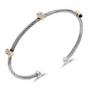 3 Water Drop Shape with Crystal 2-Tone color Cable Bracelets