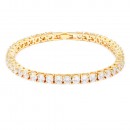 7&quot; Gold Plated Tennis Bracelet with 4mm Round CZ