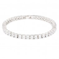 7&quot; Rhodium Plated Tennis Bracelet with 4mm Round CZ