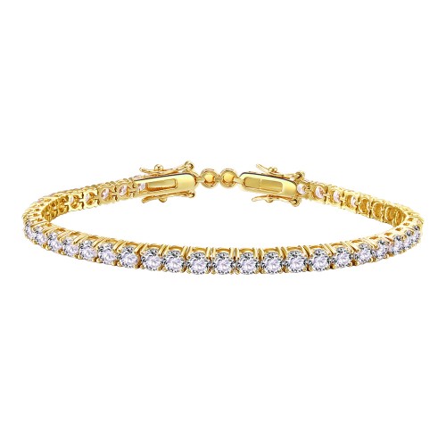 Gold Plated with Cubic Zirconia Bracelets, Silver Tennis AAA CZ Bracelet Bridal Wedding Evening Party Bling Gold Plated Jewelry for Woman