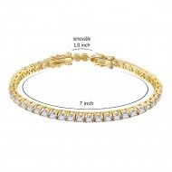 Gold Plated with Cubic Zirconia Bracelets, Silver Tennis AAA CZ Bracelet Bridal Wedding Evening Party Bling Gold Plated Jewelry for Woman