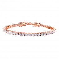 Rose Gold Plated with Cubic Zirconia Bracelets, Silver Tennis AAA CZ Bracelet for Bridal Wedding Evening Party Bling Jewelry for Woman