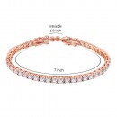 Rose Gold Plated with Cubic Zirconia Bracelets, Silver Tennis AAA CZ Bracelet for Bridal Wedding Evening Party Bling Jewelry for Woman