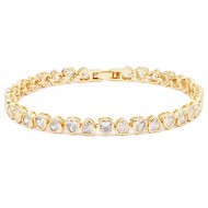 Gold Plated With Clear CZ Heart Tennis Bracelets. 7"