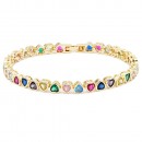 Rhodlium Plated With Clear CZ Heart Tennis Bracelets. 7"