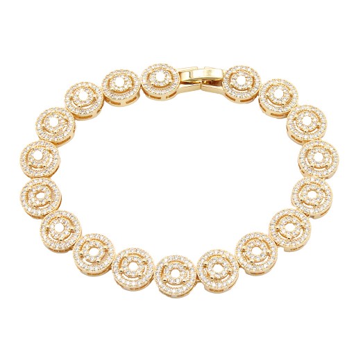 Gold Plated With Clear CZ Tennis Bracelets, 7"