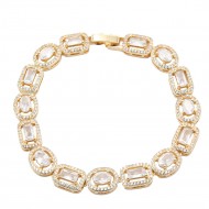 Gold Plated With Clear CZ Tennis Bracelets, 7"