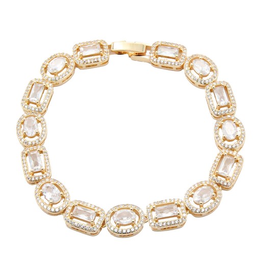 Gold Plated With Clear CZ Tennis Bracelets, 7"