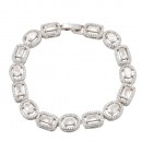 Rhodium Plated With Clear CZ Tennis Bracelets, 7" Rhodium Plated With Clear CZ Tennis Bracelets, 7"