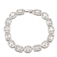 Rhodium Plated With Clear CZ Tennis Bracelets, 7"