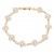 Gold-Plated-With-Clear-CZ-Clover-Bracelets,-7"-Gold