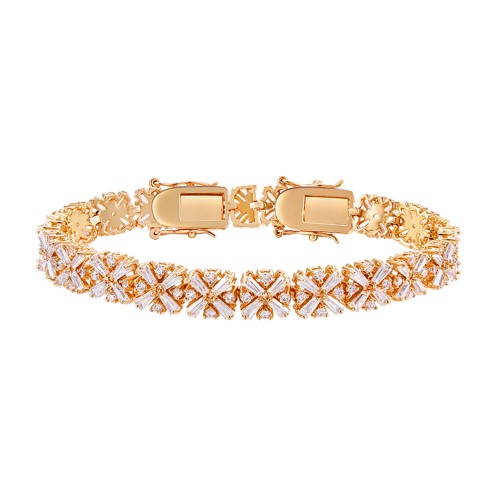 Gold Plated Luxury Clear Baguette-Cut Trendy Design AAA CZ Bracelet Tennis Bridal Wedding Party Jewelry Gold Plated Luxury Clear Baguette-Cut Trendy Design AAA CZ Bracelet Tennis Bridal Wedding Party Jewelry