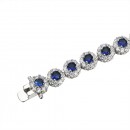 Rhodium Plated With Blue AAA CZ Bracelets Flower Floral Sapphire Bracelet Tennis Bridal Wedding Party Jewelry