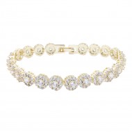 14K Gold Plated With  Clear CZ Bracelets 7.25"