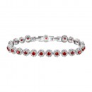 Rhodium Plated With Red AAA CZ Bracelets Flower Floral Sapphire Bracelet Tennis Bridal Wedding Party Jewelry