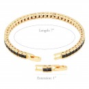 Gold Plated With Black Princess Cut CZ 4MM Tennis Bracelests. 7 inch+1 inch Ext