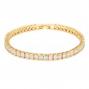 Rhodium Plated With Multi Color Prnicess Cut 4MM Tennis Bracelets. 7&quot;+1' Lengh