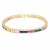 Gold-Plated-With-Multi-Color-Prnicess-Cut-4MM-Tennis-Bracelets.-7&quot;+1'-Lengh-Gold Multi-Color