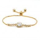 Gold Plated with Cubic Zirconia Adjustable Lariat Bracelets Sliding Adjustable Bracelet Dangle Party Jewelry