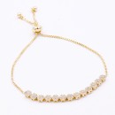 Gold Plated Adjustable Lariat Bracelets with Cubic Zirconia