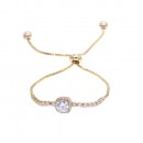 Gold Plated with Sliding Adjustable Bracelet AAA Clear Cubic Zirconia Dangle Party Jewelry
