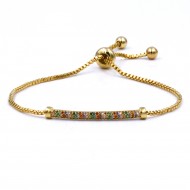 Gold Plated With Multi Color CZ Bar Lairat Bracelets