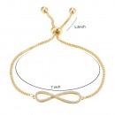Gold Plated with Clear Cubic Zirconia Infinity Love Lariat Adjustable Bracelets Infinity Love Adjustable Chain Bracelets for Women &amp; Girls