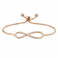 Rose Gold Plated with Clear Cubic Zirconia Infinity Love Adjustable Chain Bracelets for Women &amp; Girls
