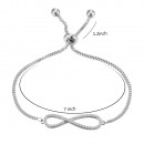 Rhodium Plated with Clear Cubic Zirconia Infinity Love Lariat Adjustable Bracelets for Women & Girls