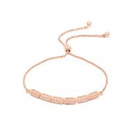 Rose Gold Plated With Clear CZ Lariat Bracelets Sliding Adjustable Diamond Bar AAA Clear Wedding Party Jewelry For Women