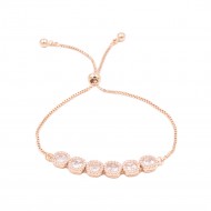 Rose Gold Plated with Cubic Zirconia Adjustable Lariat Bracelets Party Jewelry