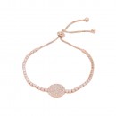 Rhodium Plated With Cubic Zirconia Sliding Adjustable Circle Shaped Lariat Bracelets