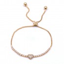 Rose Gold Plated With Cubic Zirconia CZ Lariat Bracelets