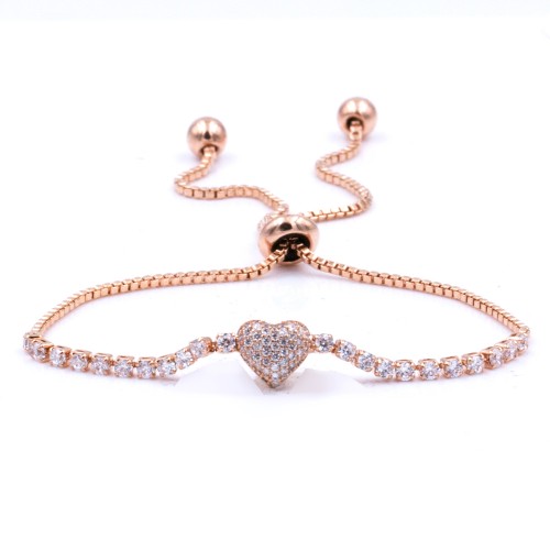 Rose Gold Plated With Cubic Zirconia CZ Lariat Bracelets
