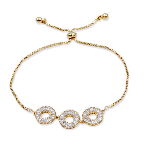 Gold Plated Lariat Bracelet With Cubic Zirconia