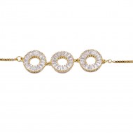 Gold Plated Lariat Bracelet With Cubic Zirconia