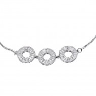 Rhodium Plated Lariat Bracelet With Cubic Zirconia