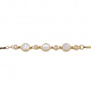 Gold Plated CZ Lariat Bracelet With  Mother Of Pearl