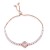 Rose-Gold-Plated-Clover-Lariat-Bracelet-with-Clear-CZ-Stone-Rose Gold