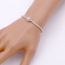 Rhodium Plated Lariat Bracelet with Clear CZ Stone