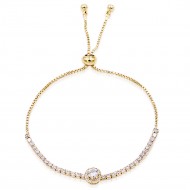 Gold Plated Lariat Bracelet with Clear CZ Stone