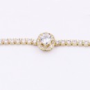 Gold Plated Lariat Bracelet with Clear CZ Stone