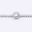 Rhodium Plated Lariat Bracelet with Clear CZ Stone